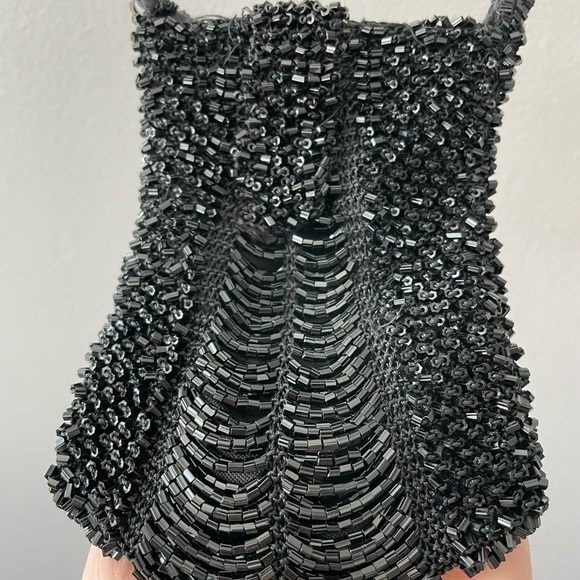 Vintage Y2K Black Beaded Sequin Style Mini Satchel Bag - Picture 7 of 12